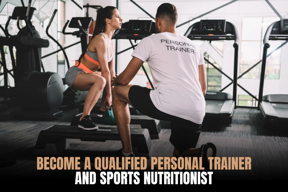 Qualified personal trainer coaching gym client
